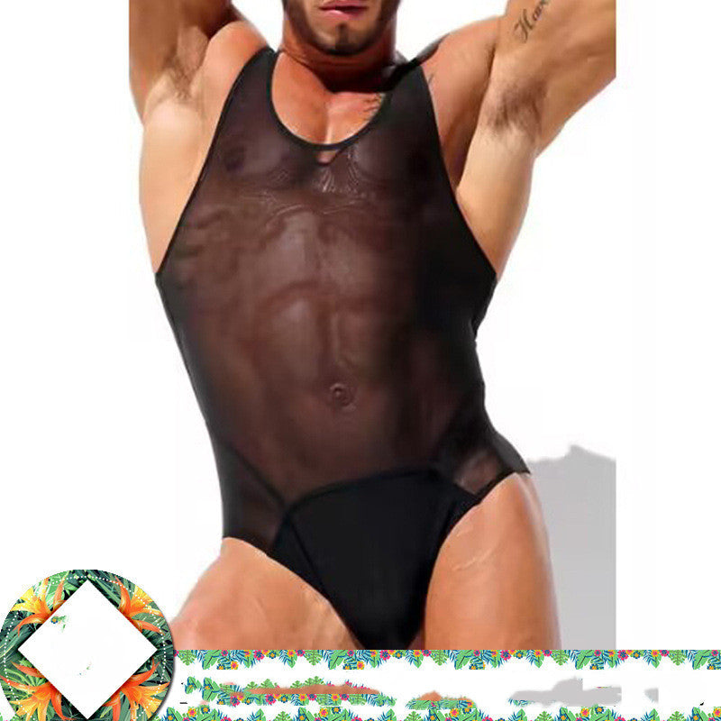 Men's Sheer Mesh Sports Fitness Beach Jumpsuit Men's Fierce Men's Sexy