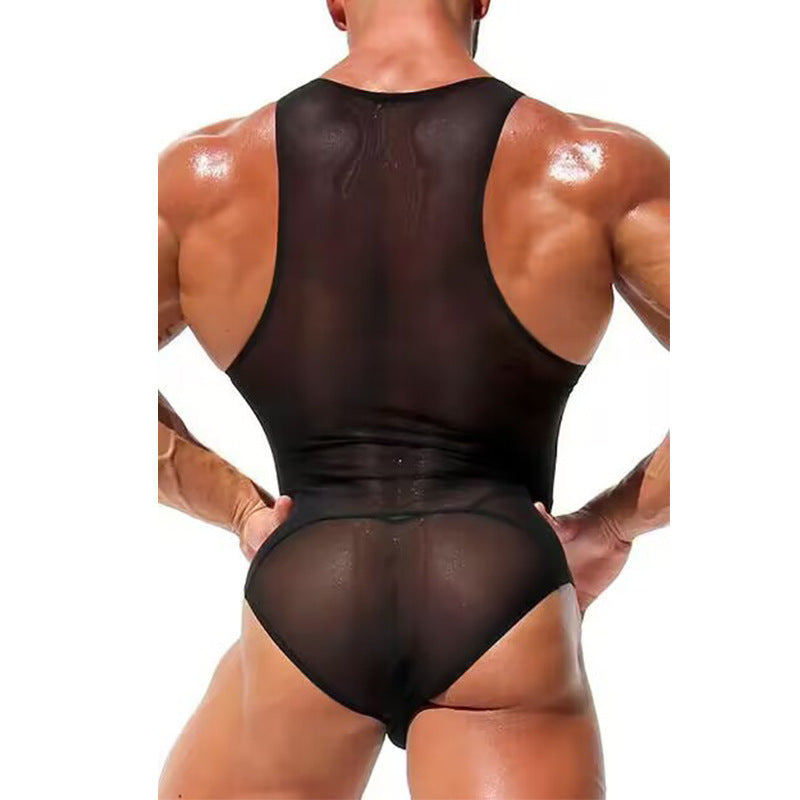 Men's Sheer Mesh Sports Fitness Beach Jumpsuit Men's Fierce Men's Sexy