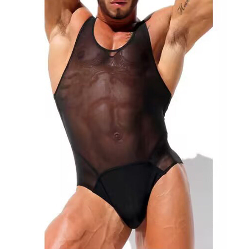 Men's Sheer Mesh Sports Fitness Beach Jumpsuit Men's Fierce Men's Sexy