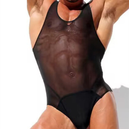 Men's Sheer Mesh Sports Fitness Beach Jumpsuit Men's Fierce Men's Sexy
