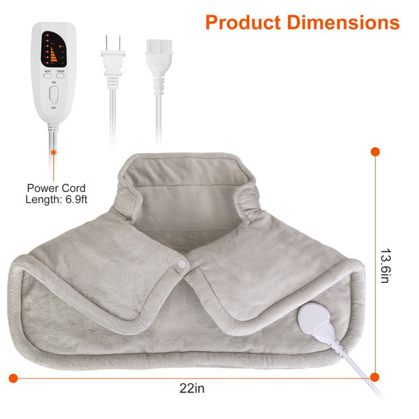 22.4 X 16.3 Inch Large Neck And Shoulder Weight Heating Pad Electric Heating Rapid Heating Pad Neck Wrap Cushion For Pain Relief With 6 Temperature Settings 4 Timer Modes Machine Washable