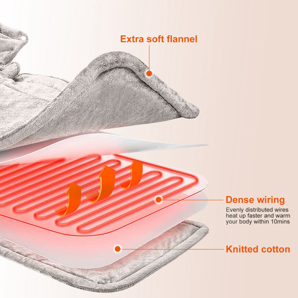 22.4 X 16.3 Inch Large Neck And Shoulder Weight Heating Pad Electric Heating Rapid Heating Pad Neck Wrap Cushion For Pain Relief With 6 Temperature Settings 4 Timer Modes Machine Washable