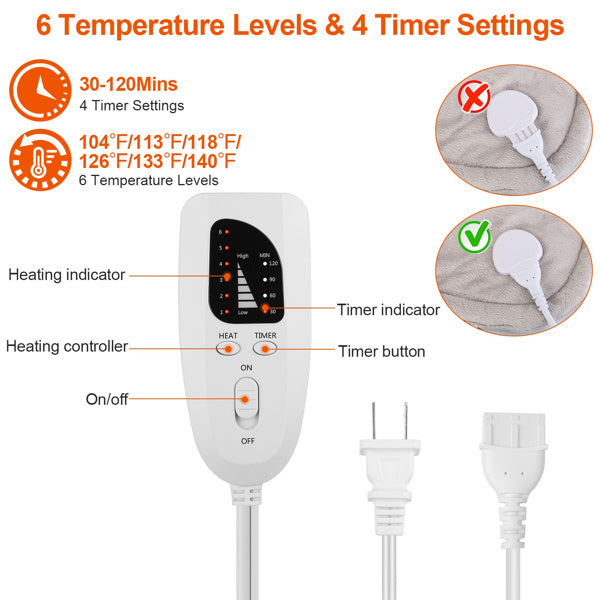 22.4 X 16.3 Inch Large Neck And Shoulder Weight Heating Pad Electric Heating Rapid Heating Pad Neck Wrap Cushion For Pain Relief With 6 Temperature Settings 4 Timer Modes Machine Washable